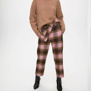WILFRED Soft Pink Brown Wool New Tie Front Pants Work Slacks Size 0 Aritzia NWT